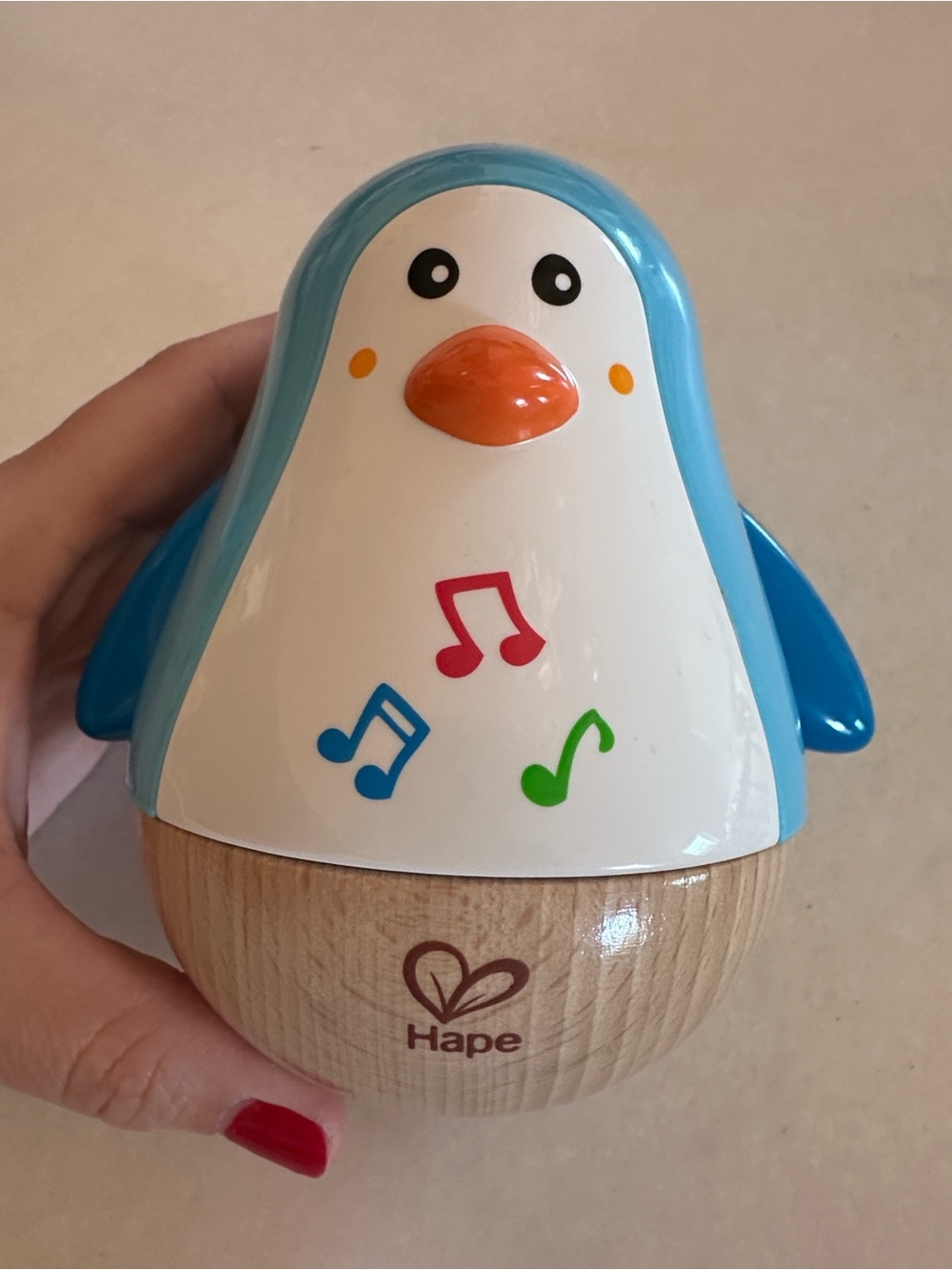 Hape Blue & White Musical Penguin Rattle Toy for Kids